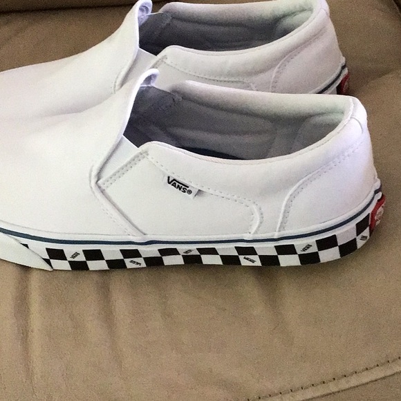Vans Men's White Slip-On Sneakers with Checkered Sole size 11.5 - Picture 8 of 8